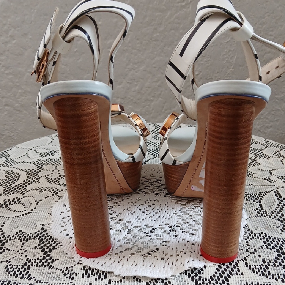 Sophia Webster Red and White Heels with Ornamental Accents - Picture 4 of 7